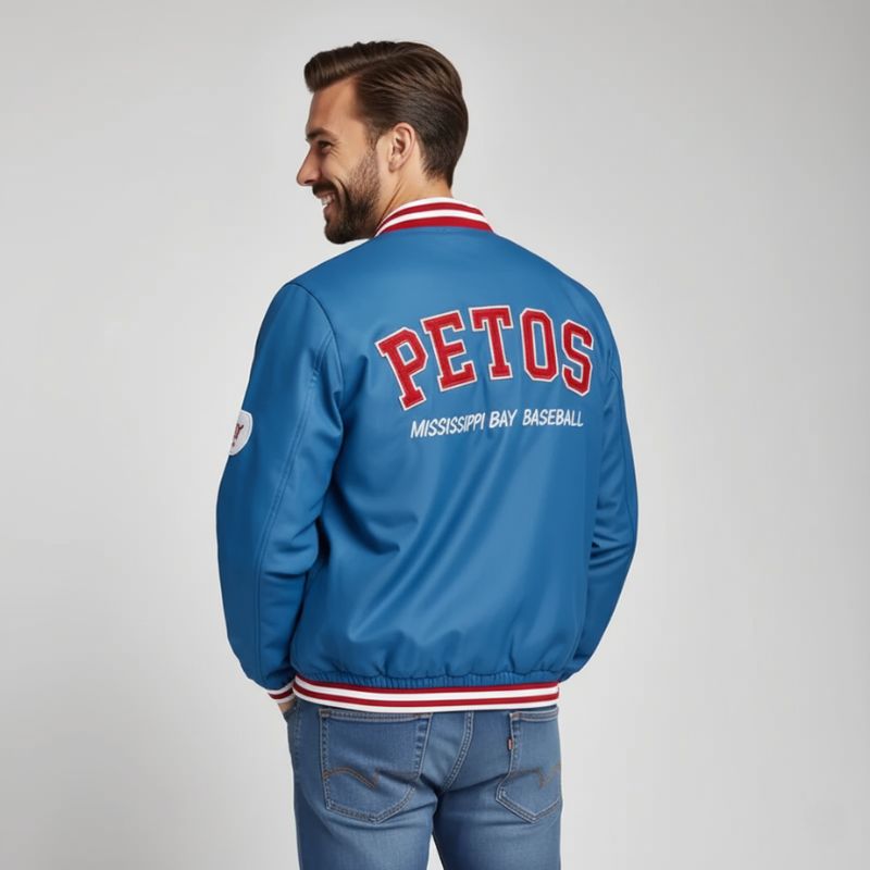 Varsity Blue – Two-Tone College Jacket with Vintage Embroidery and a Sporty Spirit