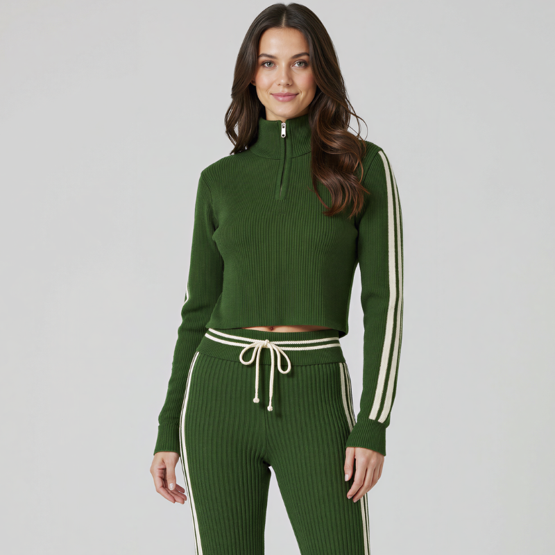 Green Momentum – Set sportivo in maglia tecnica con meta guanti integrati