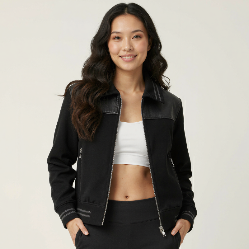 Urban Pulse – Technical Bomber Jacket with Leather Details