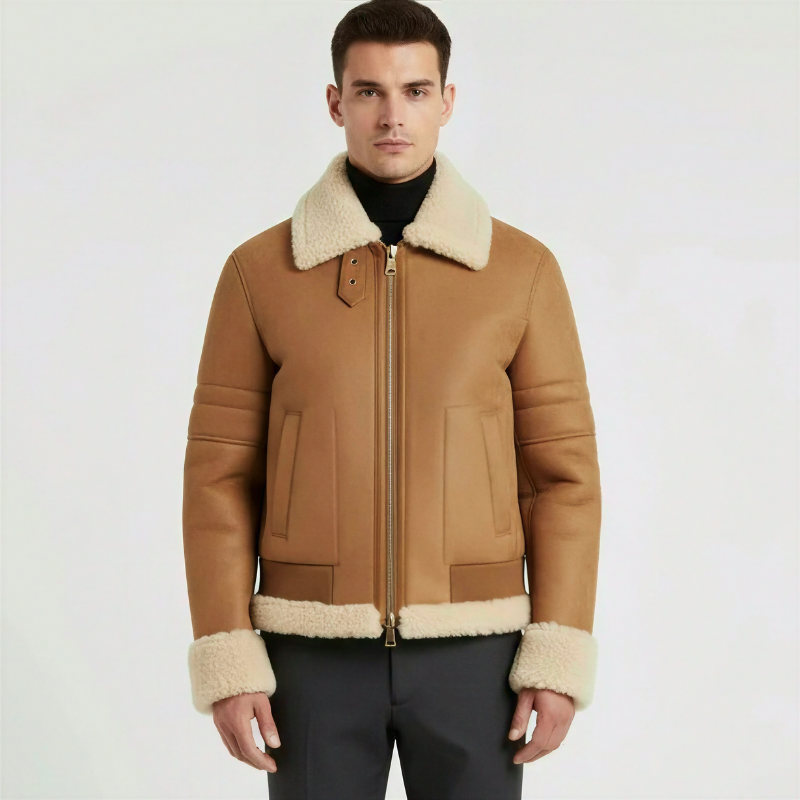 Nordico Ribelle – Giacca shearling in pelle scamosciata