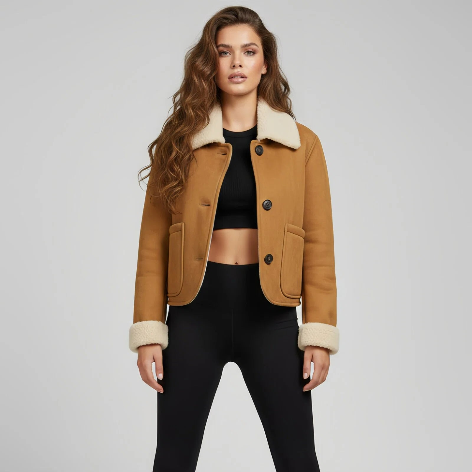 “Nordline Terra” – Shearling sartoriale in pelle scamosciata