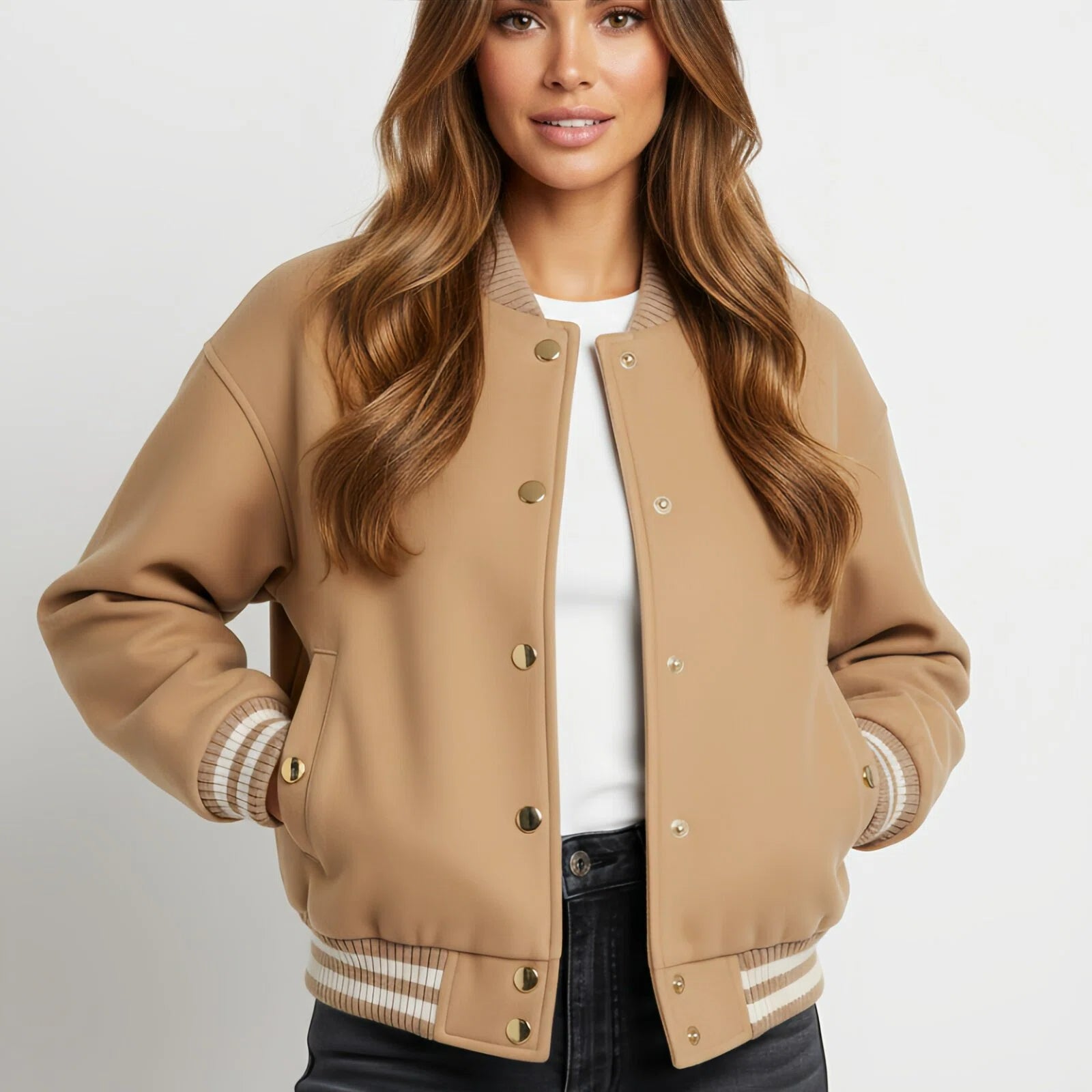 Camel Track Varsity – Technical Wool and Cotton Track Jacket