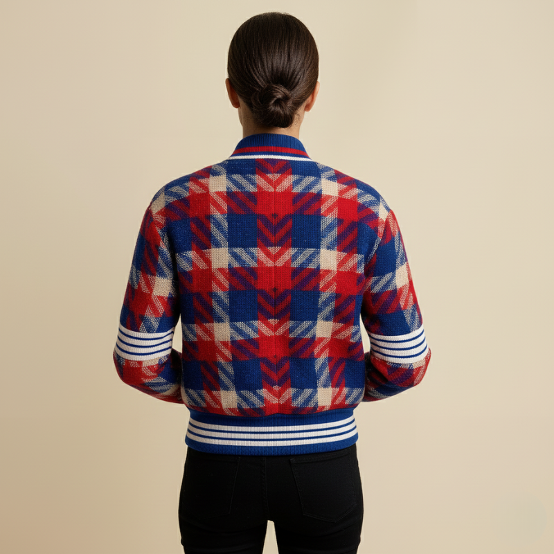 « Plaid Velocity » – Veste zippée à l'esprit sportif et au motif audacieux