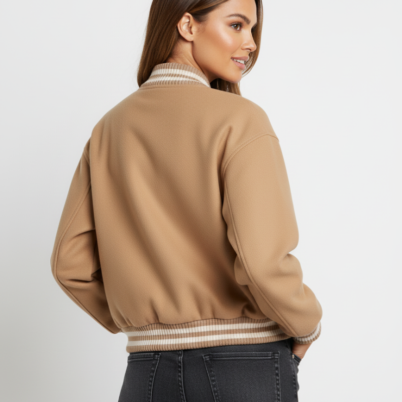 Camel Track Varsity – Technical Wool and Cotton Track Jacket