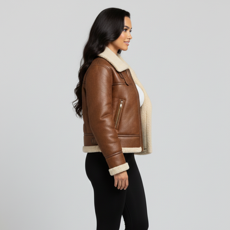 “Skyburn Heritage” – Aviator in pelle scamosciata con shearling