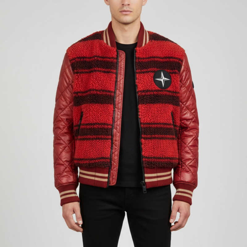 Stella fissa / bomber tecnico rosso-nero