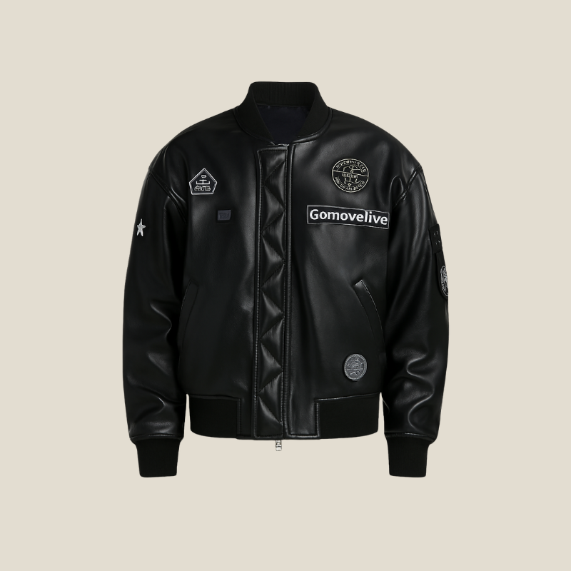Urban Rebel – Bomber in Pelle Sintetica con Patch