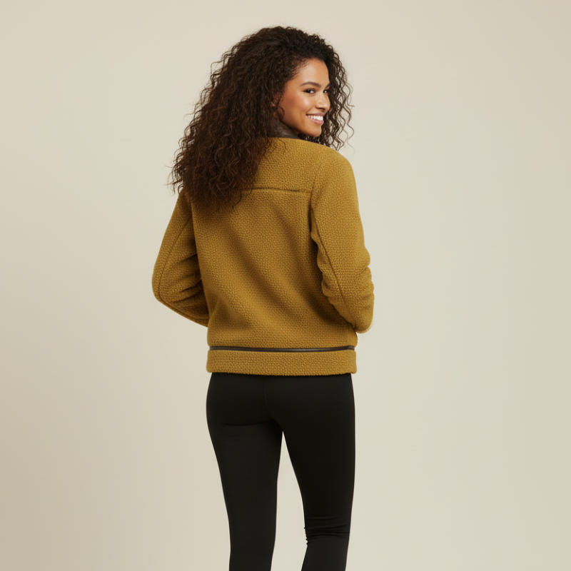 "Sherpa CozyCraft™" – Giacca tecnica in sherpa con dettagli in pelle