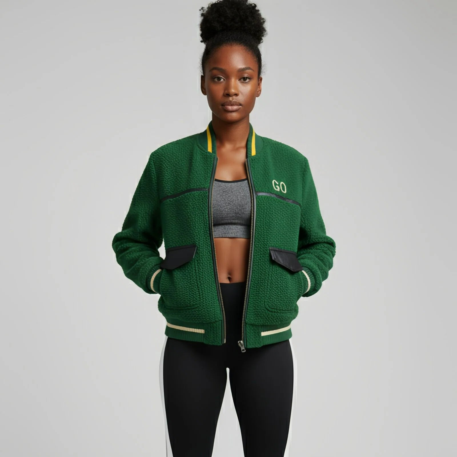 GO League – Bomber in pile premium con dettagli sartoriali