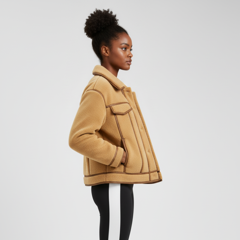 "Warm Edge" – Giacca Shearling Tecnica dal Taglio Sportivo