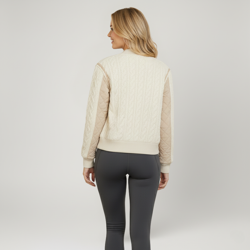 Textured Varsity Cream – Bomber Intreccio & Trapuntato