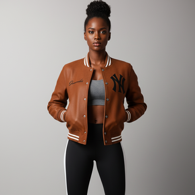 Bronx Signature – Full-Grain Leather Varsity with Custom Embroidery