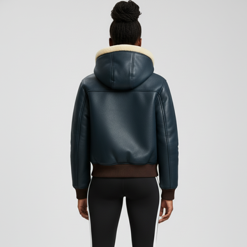 Go Storm – Giacca con cappuccio in pelle pieno fiore