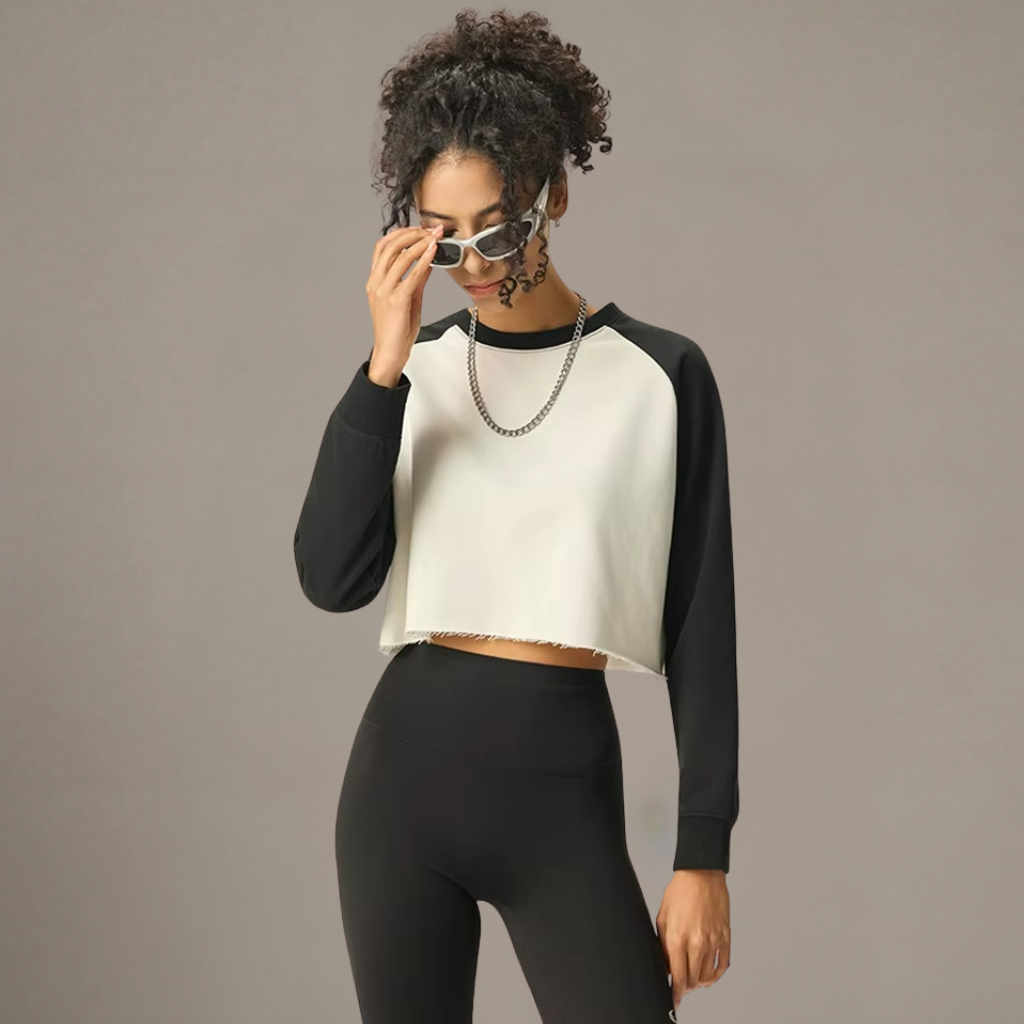 T-Shirt Donna con Maniche Raglan a Contrasto