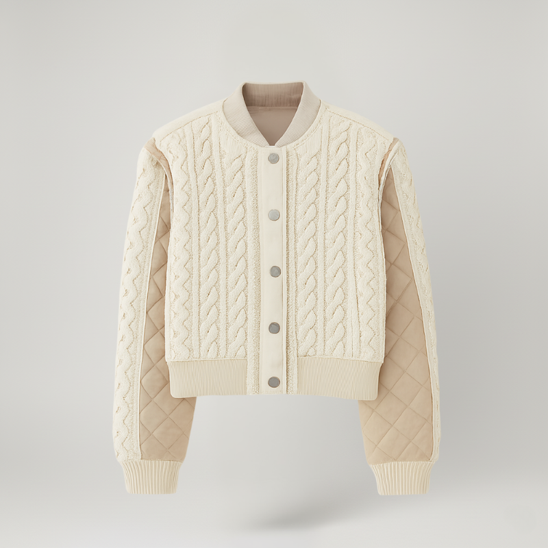 Textured Varsity Cream – Bomber Intreccio & Trapuntato