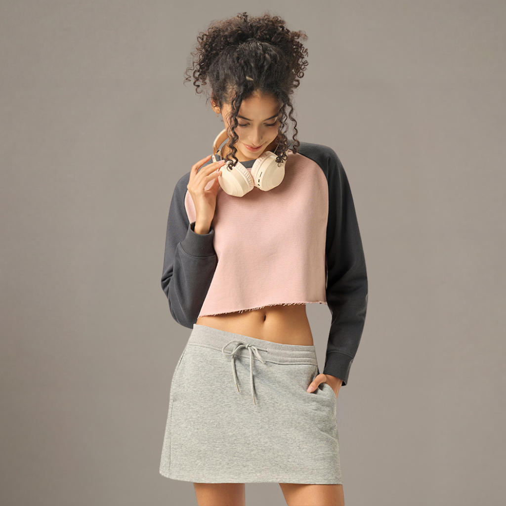 T-Shirt Donna con Maniche Raglan a Contrasto