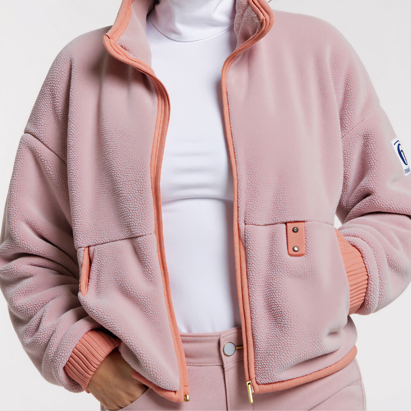 Blush Motion – Powder Pink Technical Jacket with High Collar and Utility Details