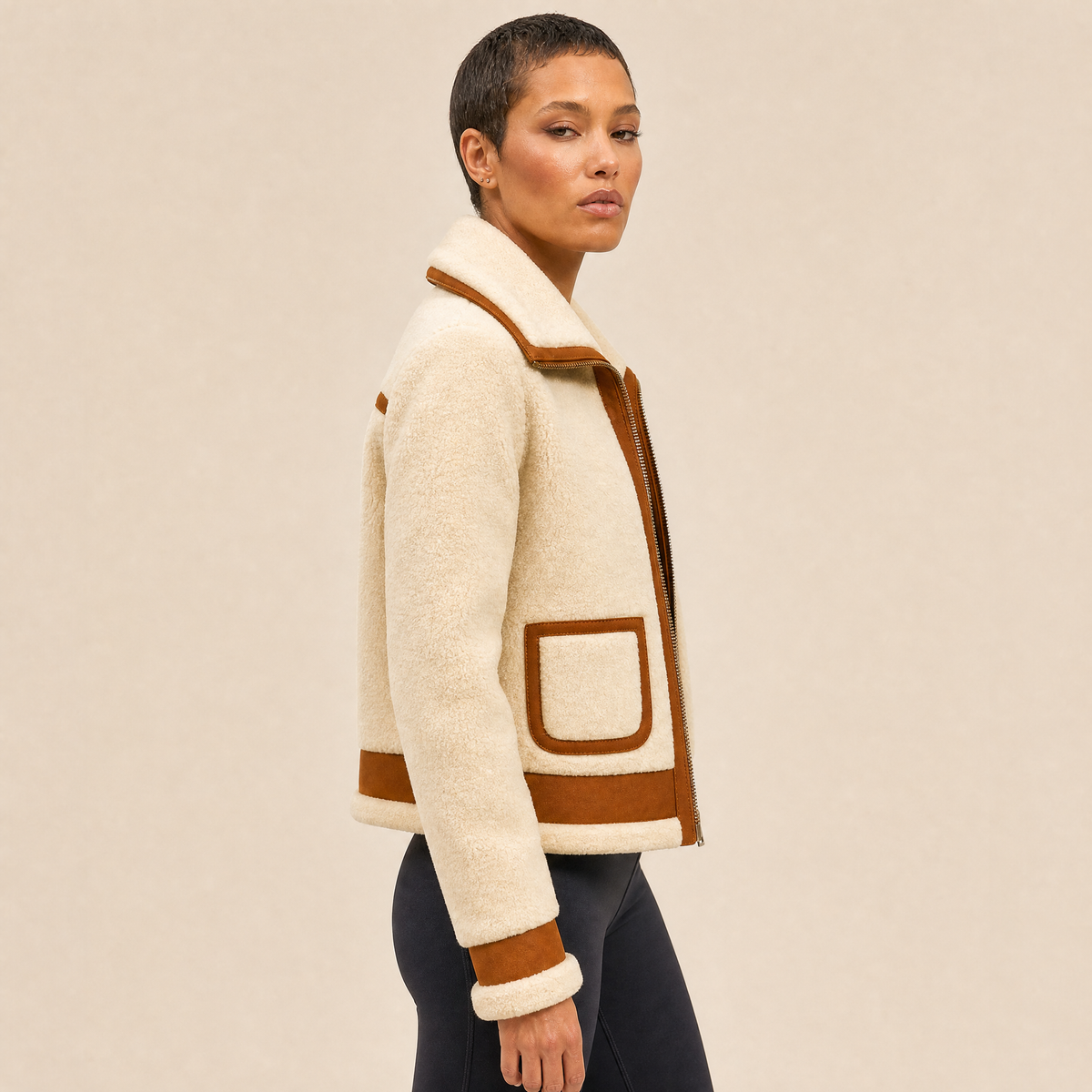 Giacca Aviatore in Lana Merino e Suede