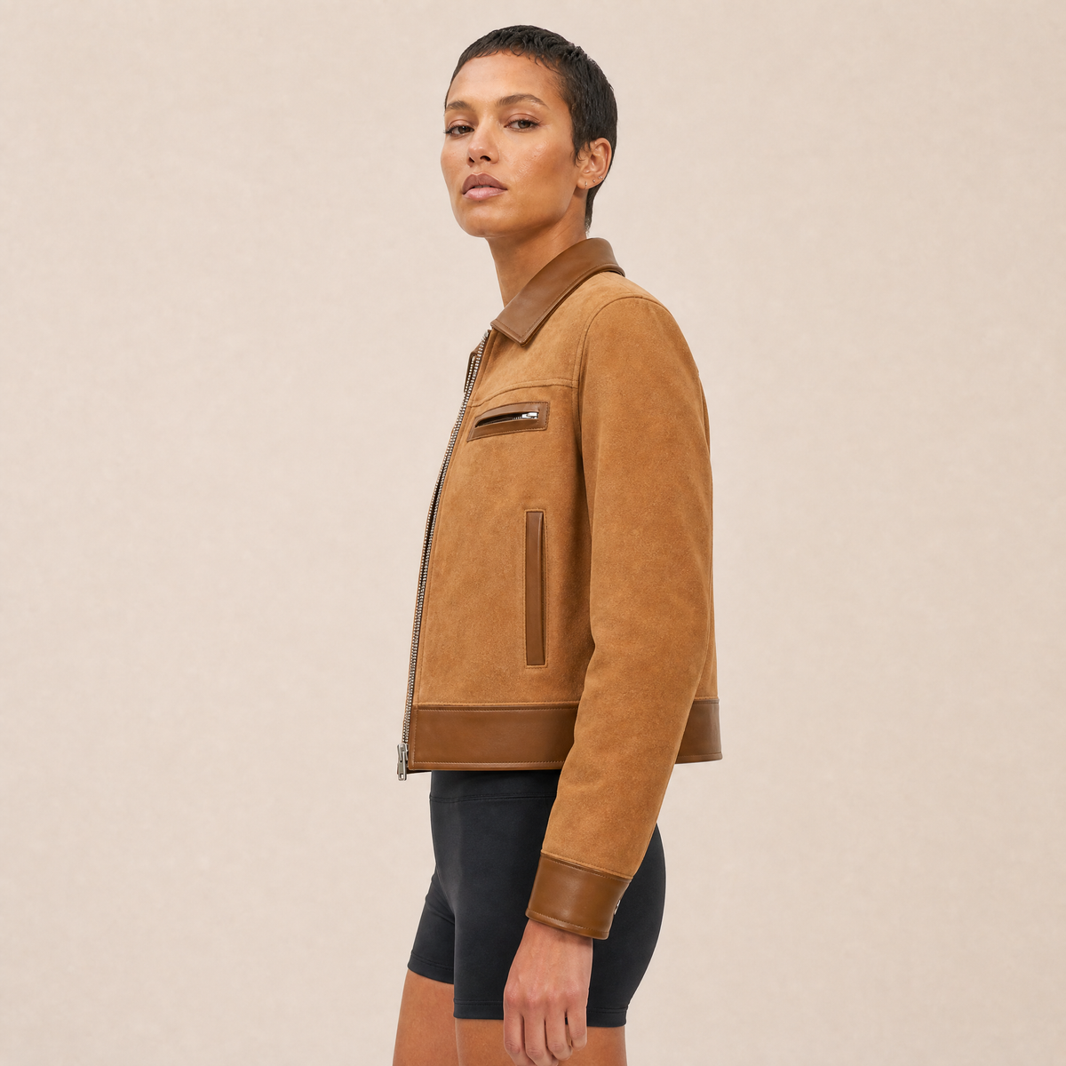 Giacca in Suede e Pelle Bovina