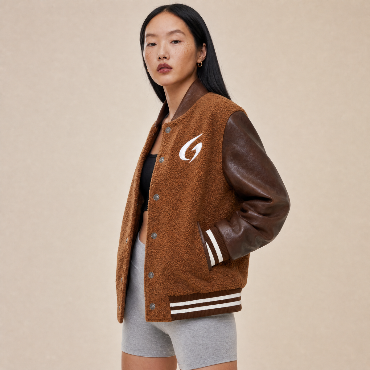 Giacca Varsity Premium in Lana e Vera Pelle