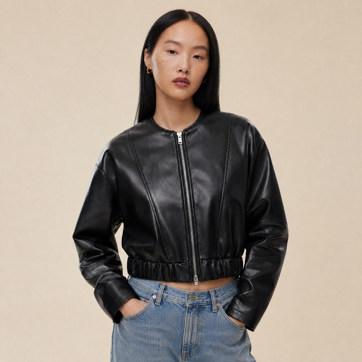 “Rebel Checkpoint” – Varsity leather with checker print and sporty construction