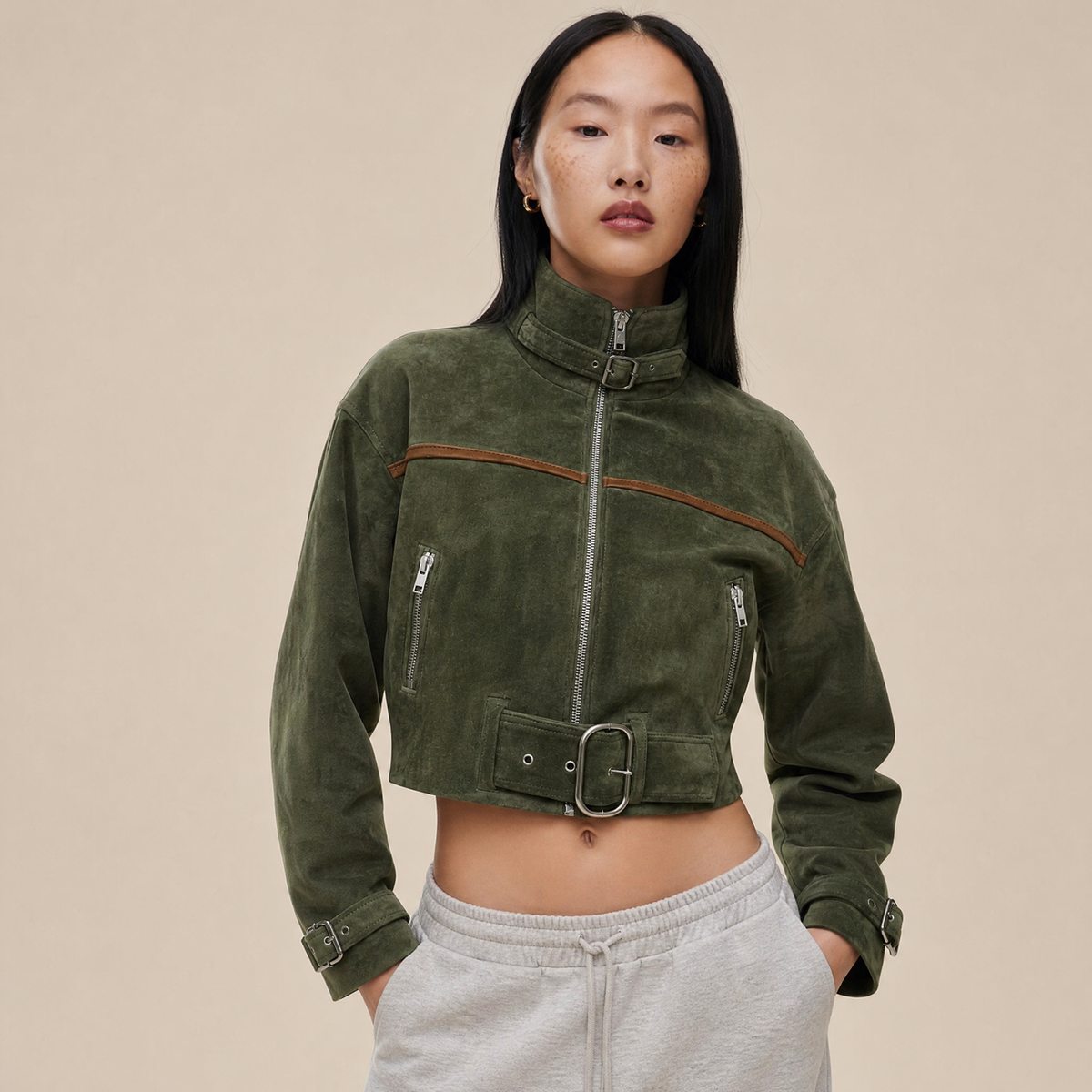 “Rebel Checkpoint” – Varsity leather with checker print and sporty construction