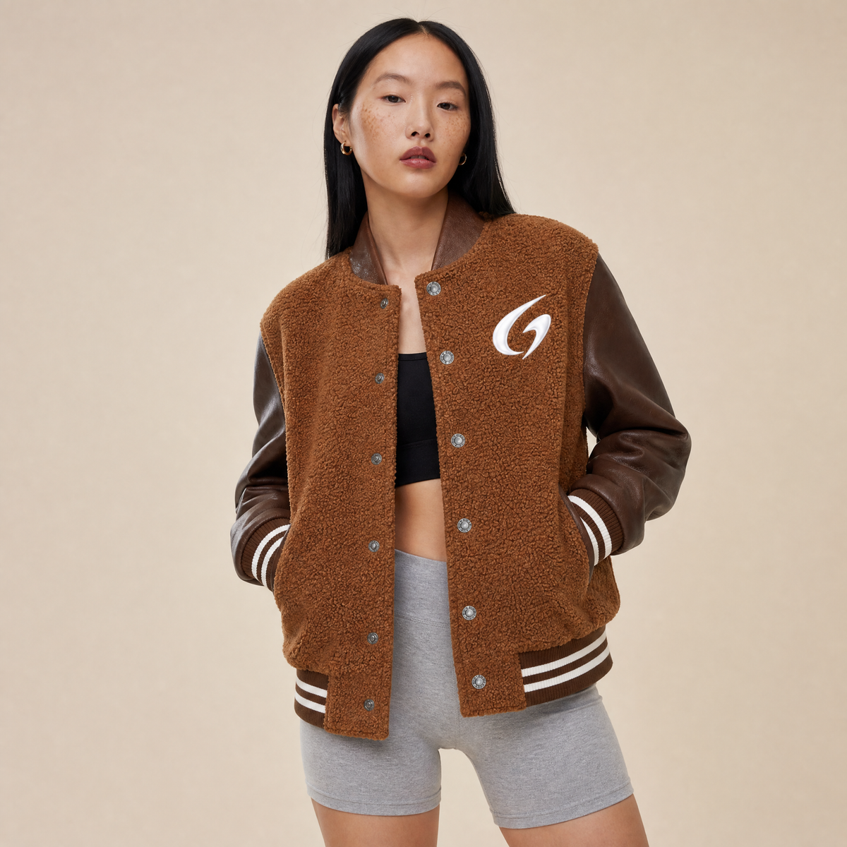Giacca Varsity Premium in Lana e Vera Pelle
