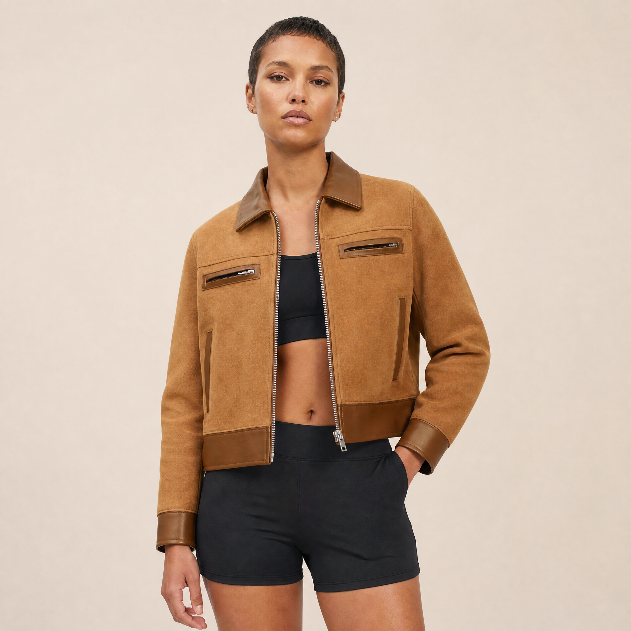 Giacca in Suede e Pelle Bovina