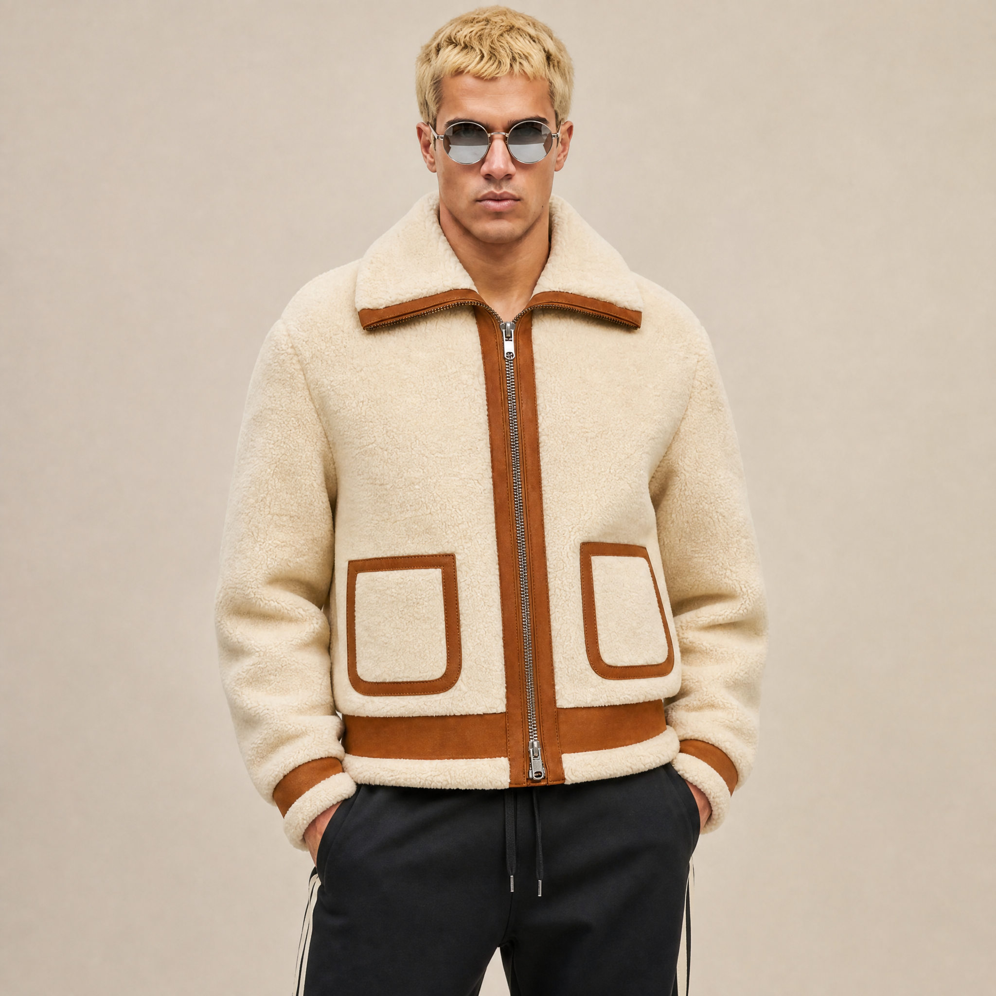 Giacca Aviatore in Lana Merino e Suede
