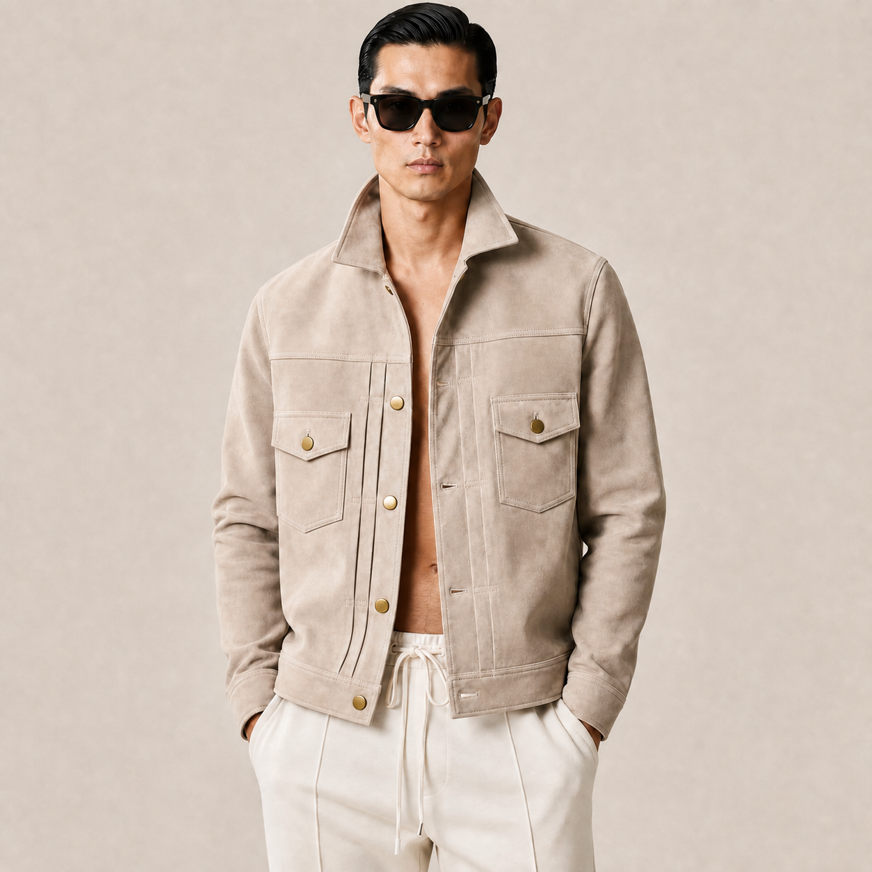 Giacca in Suede Beige