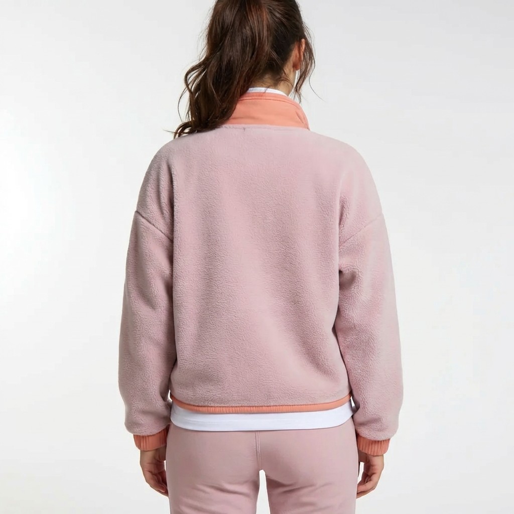 Blush Motion – Powder Pink Technical Jacket with High Collar and Utility Details