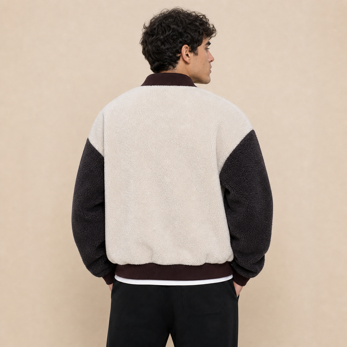 Giacca Teddy in Sherpa e Nylon