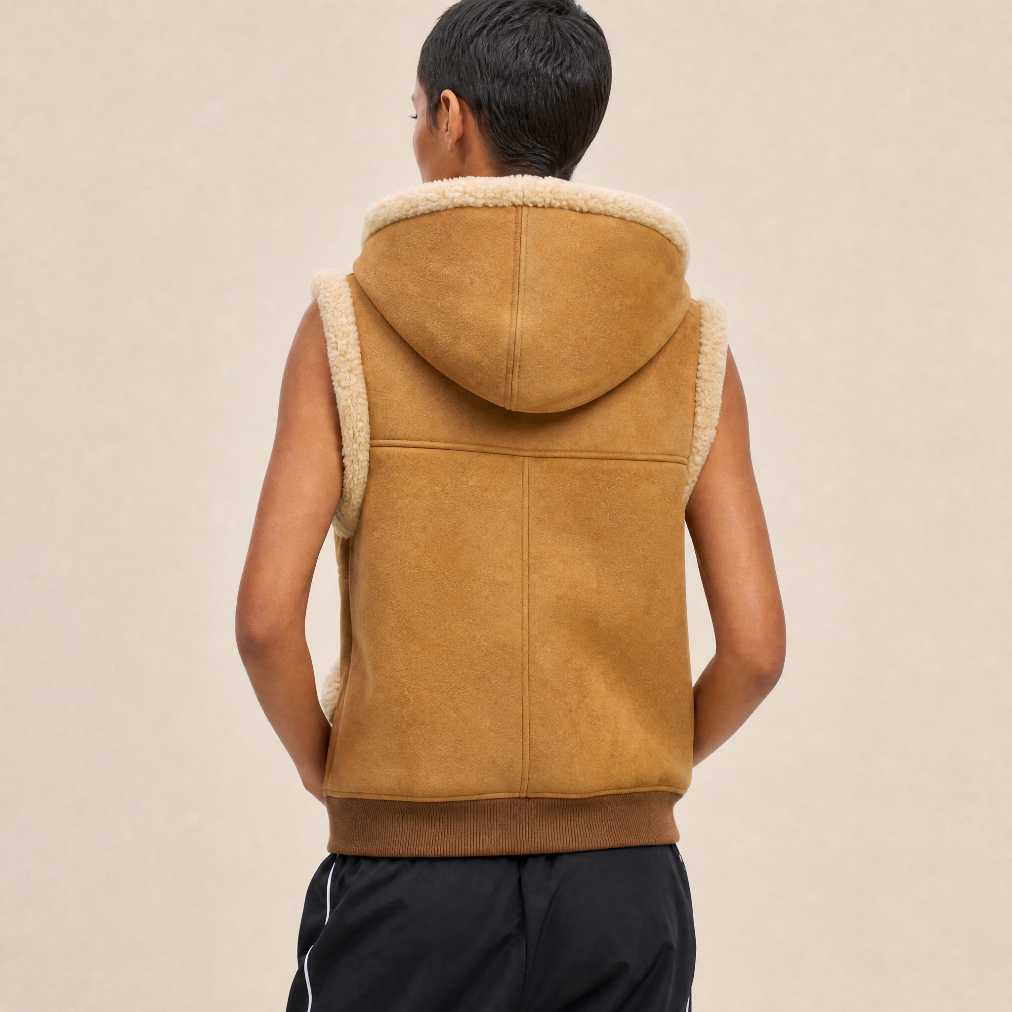 Gilet in Pelle Scamosciata e Shearling