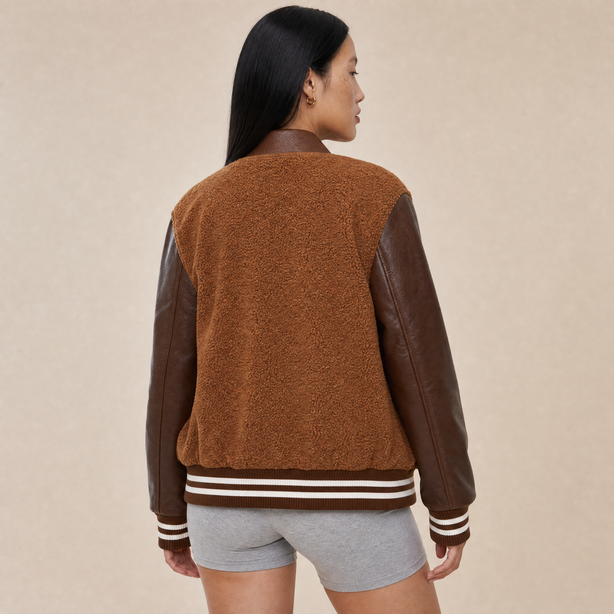 Giacca Varsity Premium in Lana e Vera Pelle