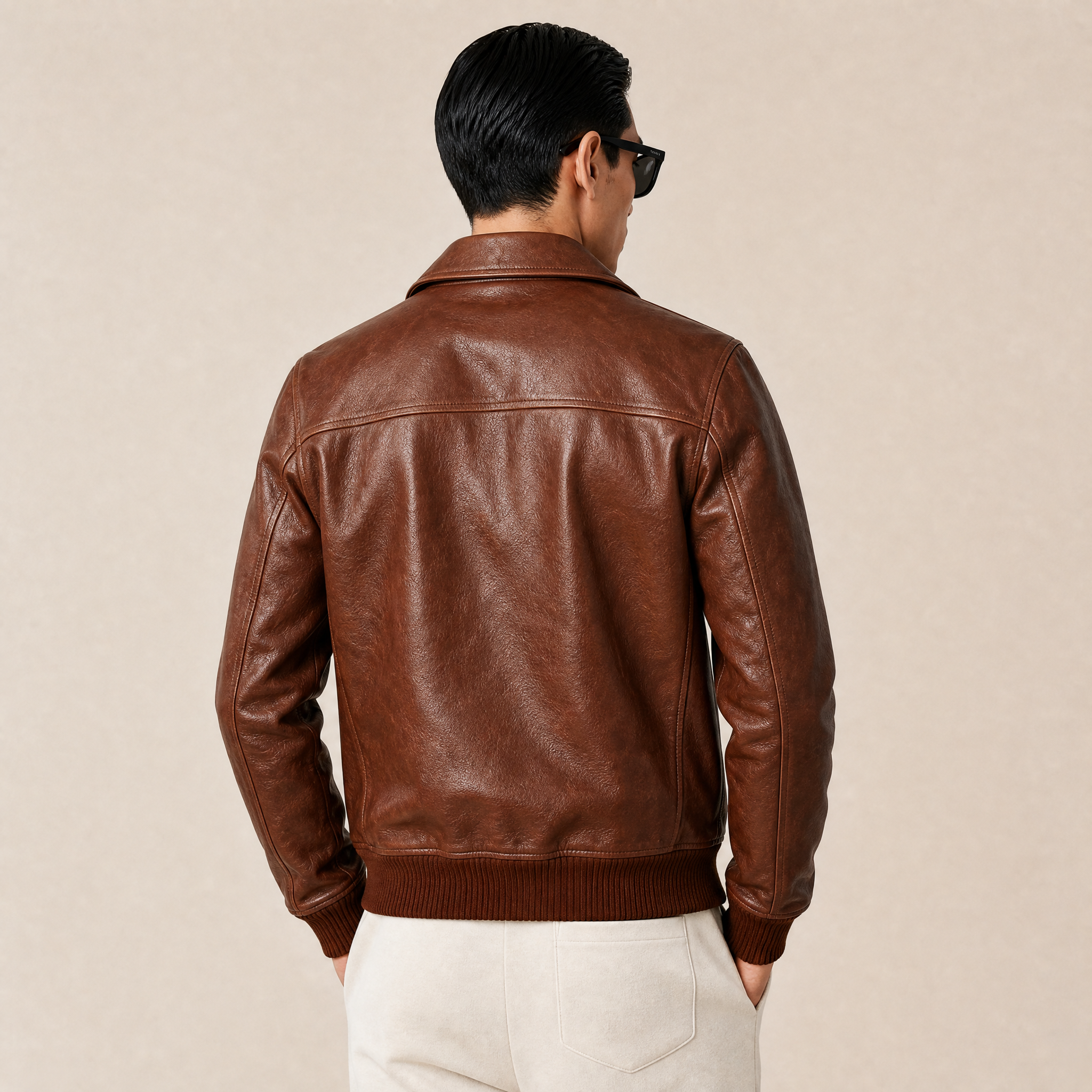 “Rebel Checkpoint” – Varsity leather with checker print and sporty construction