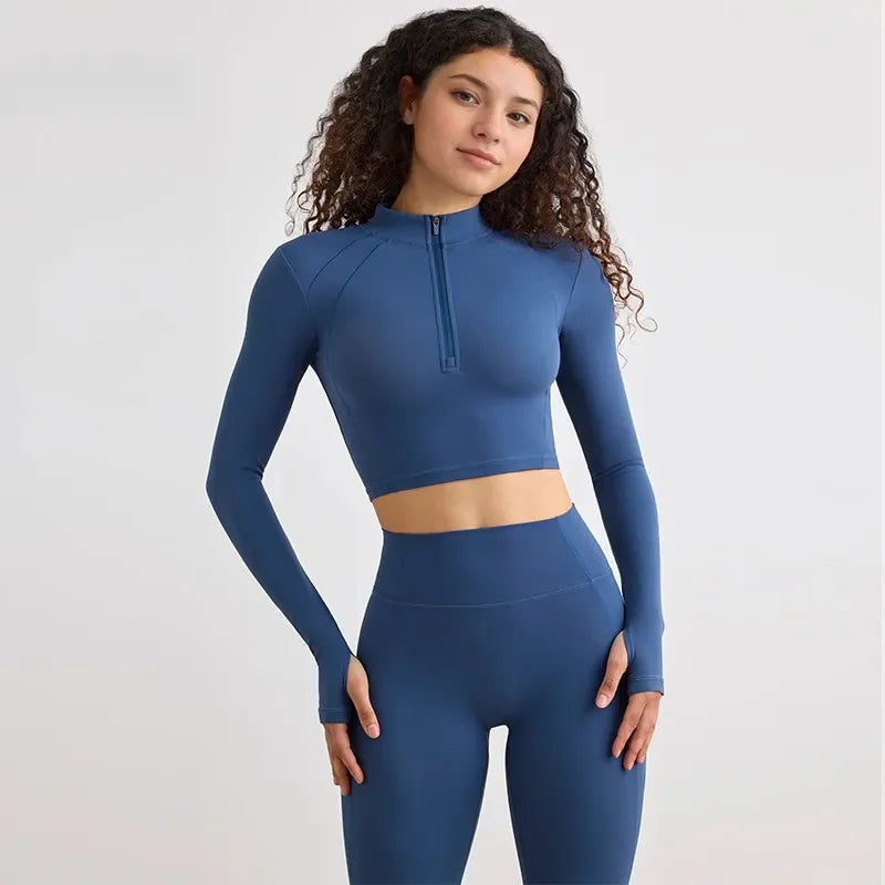 Flow Sculpt — Set Yoga Semi Zip Seamless