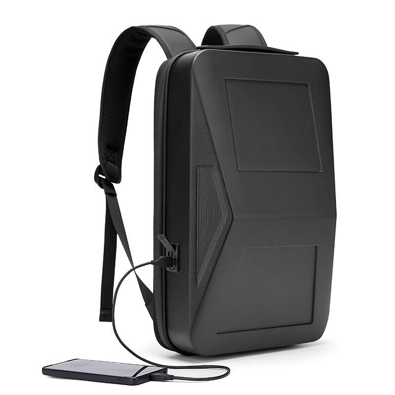 Men's Hard Shell Backpack - Tech Elegance and Total Protection
