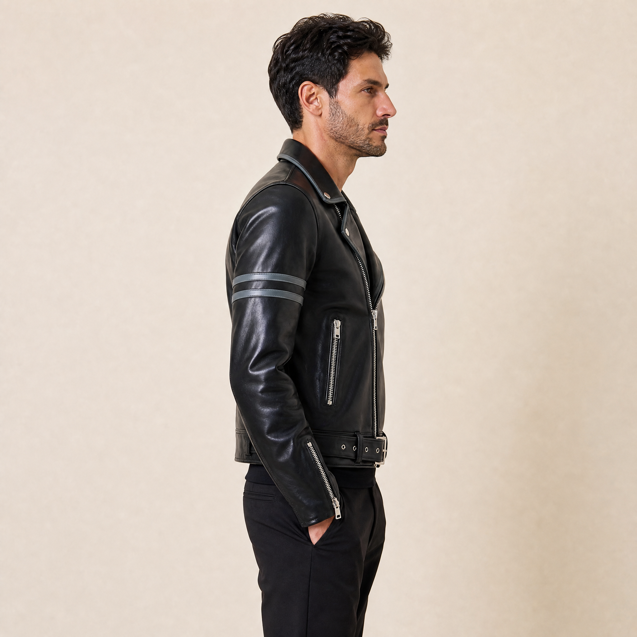Solid Gloss Biker Jacket