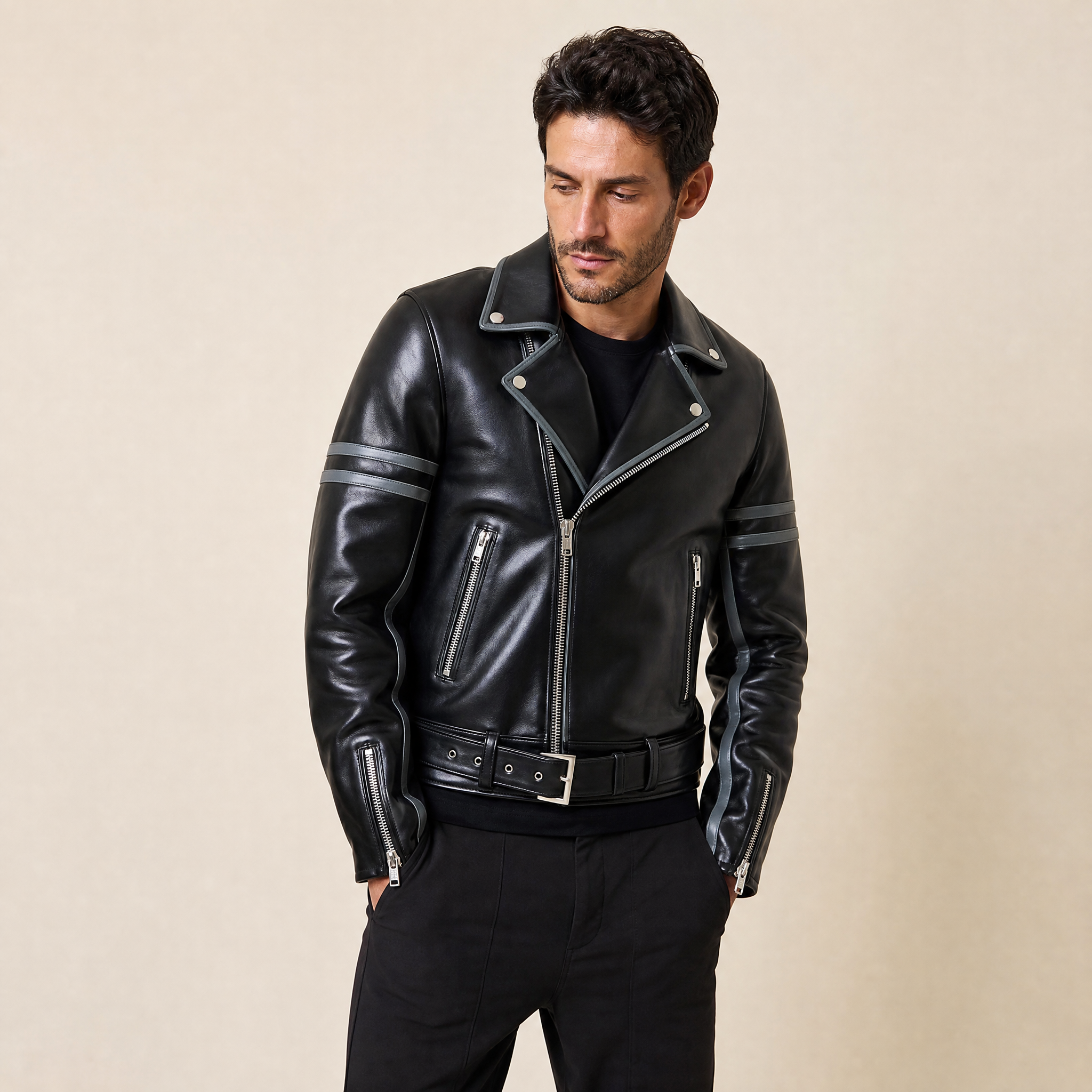 Solid Gloss Biker Jacket