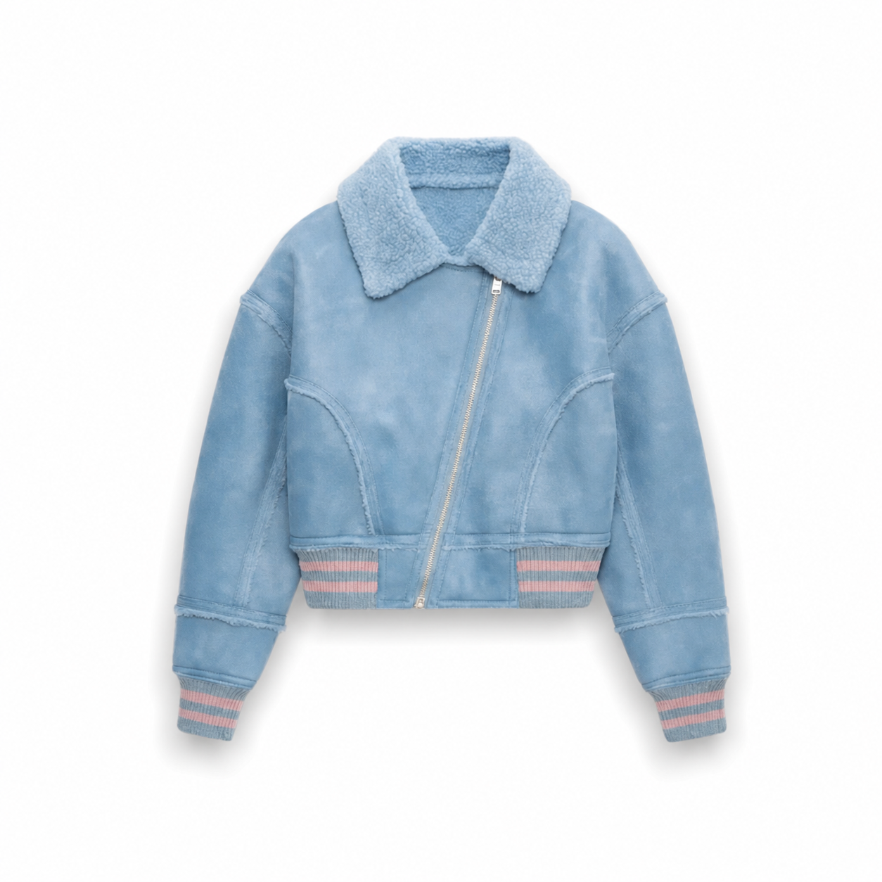 Blue Dream Shearling – Soft Doubled Bomber 