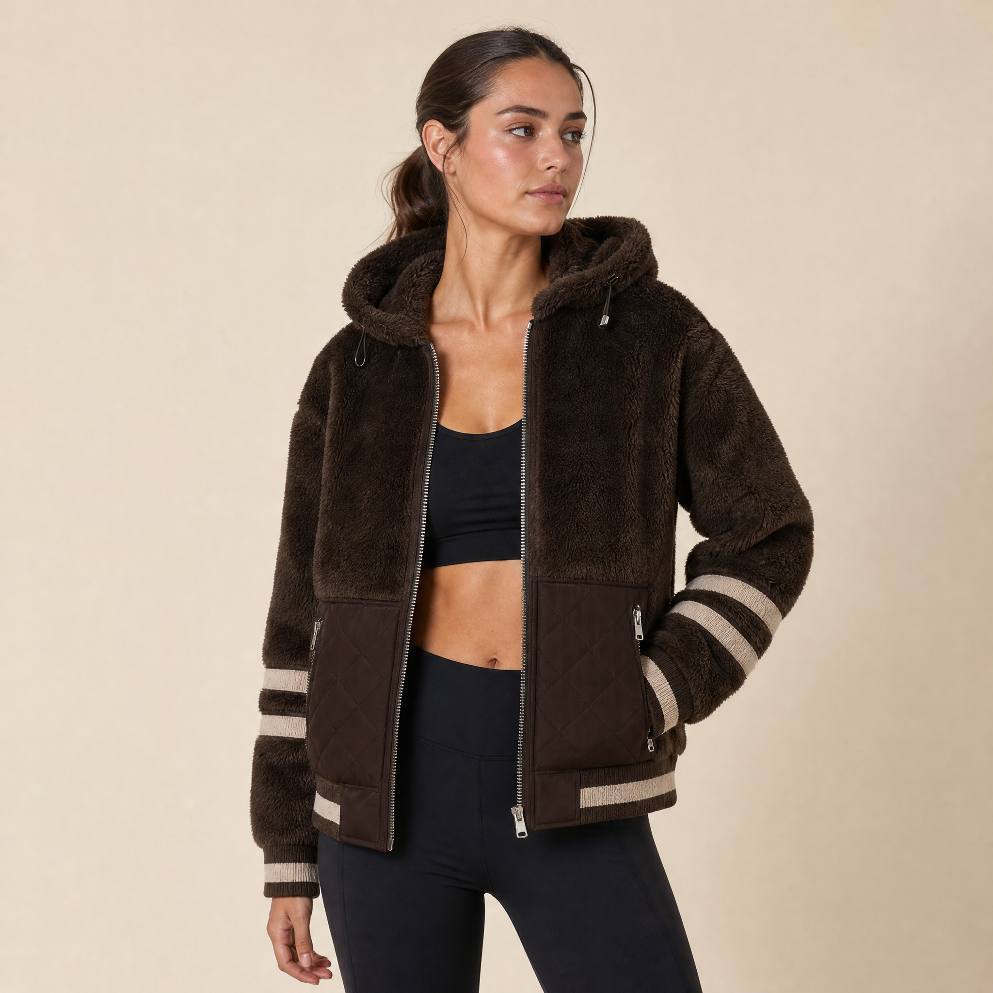 Warm Roots – Brown Faux Fur Sport Jacket