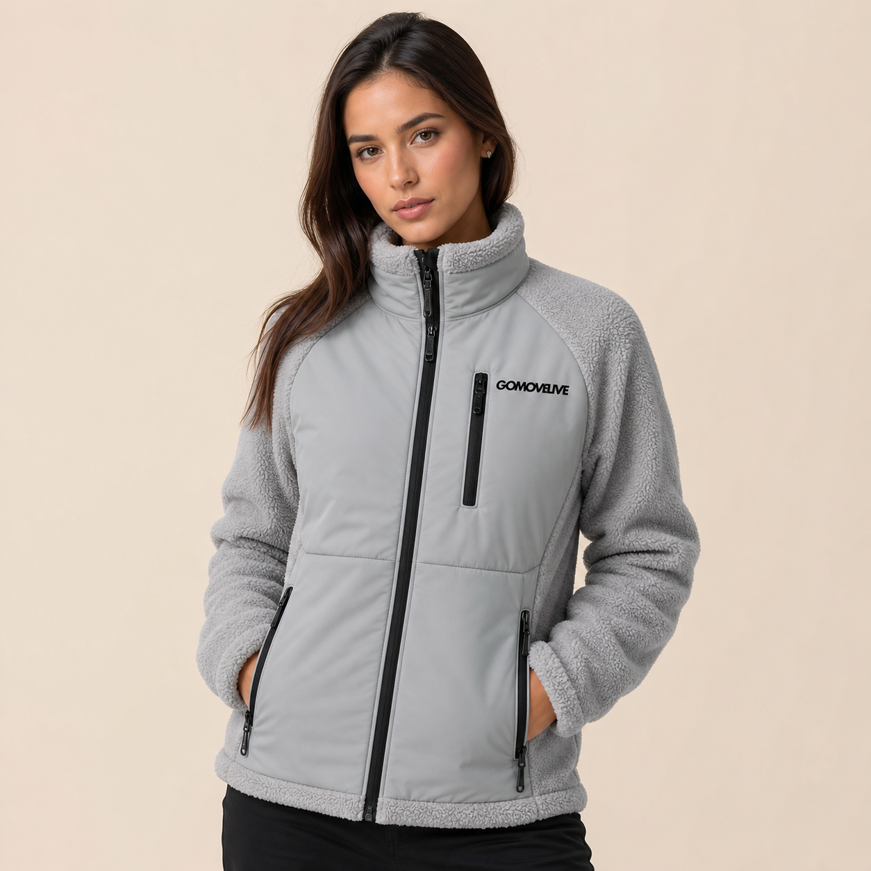 Summit Core – Gomovelive Two-Tone Grey Jacket with Zip and Technical Pockets
