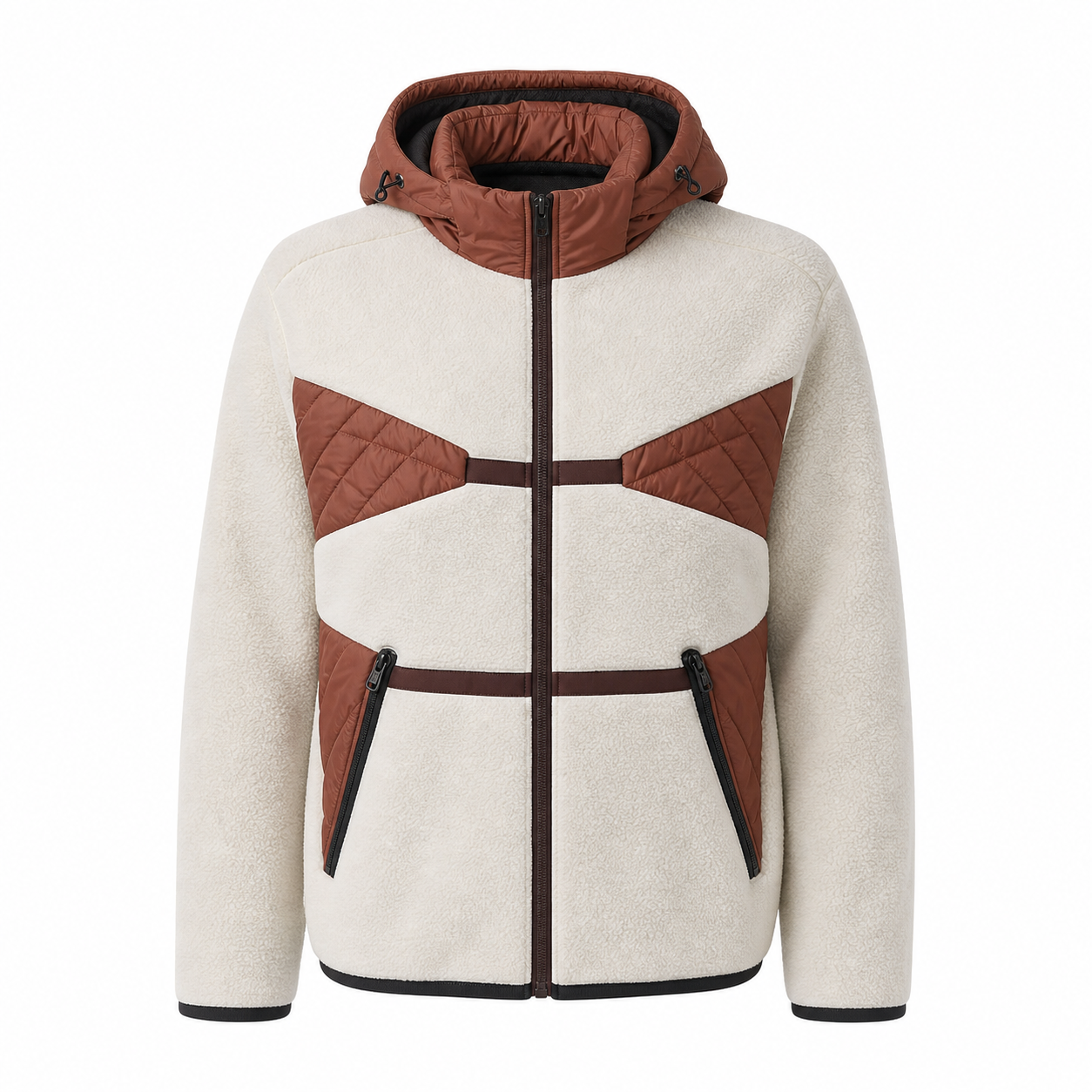 Glacier Patch – Cream White Jacket with Quilted Inserts and Technical Hood