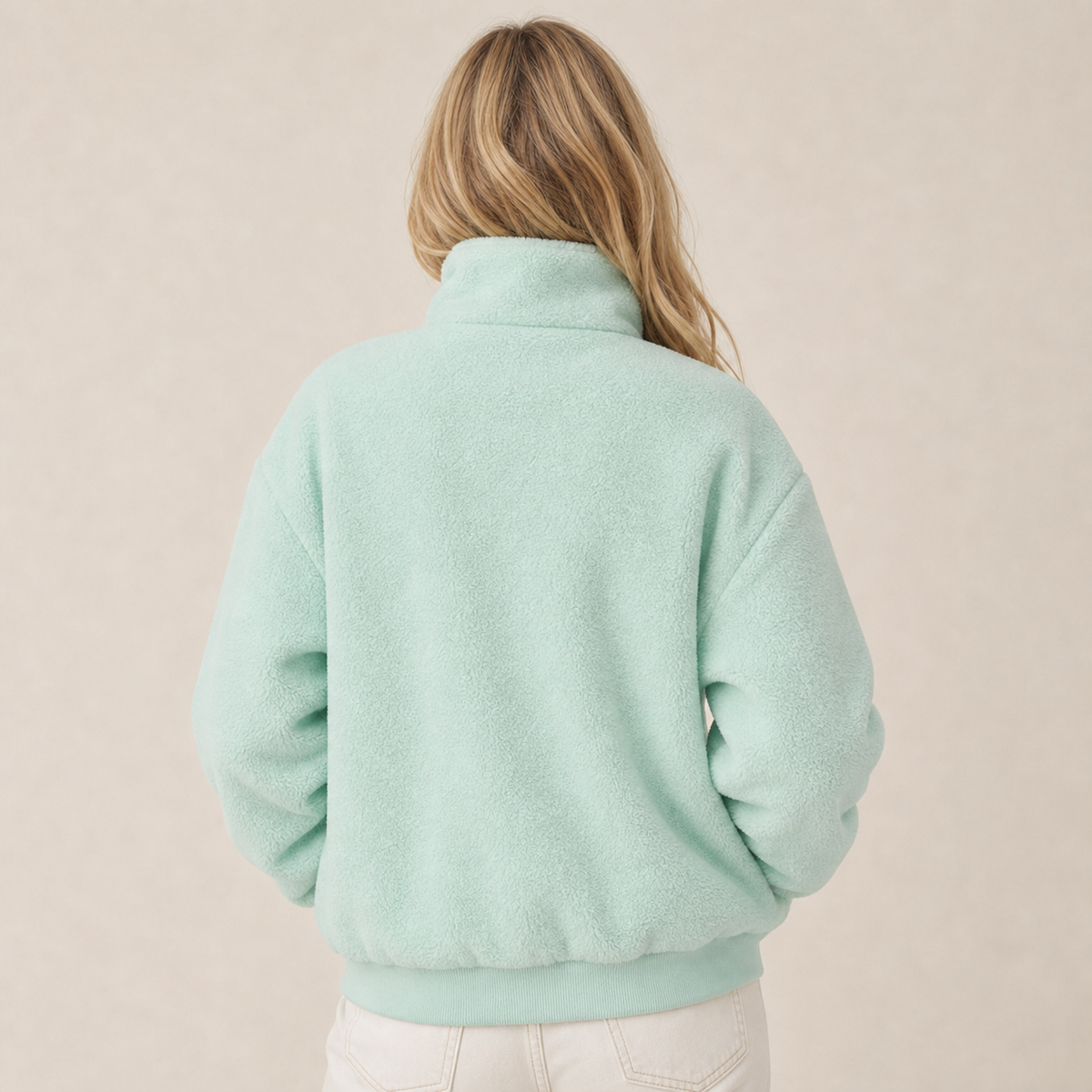 Gomovelive Mint Ridge – Veste polaire vert menthe avec poches avant et col montant