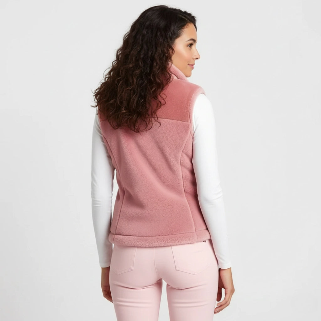 Evergreen Quarter-Zip Pullover – Powder Pink Technical Sweatshirt with High Neck and Front Zip
