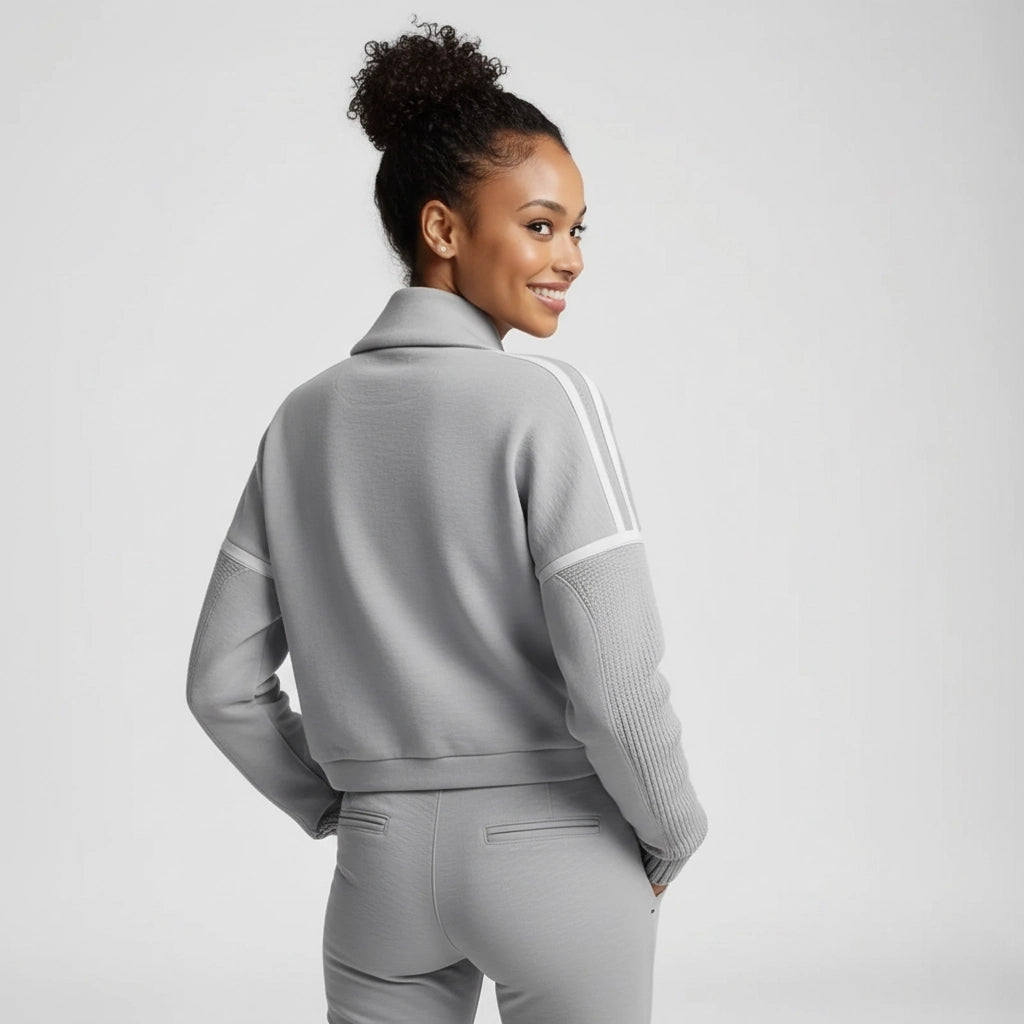 Sporty-Textured Crop Jacket: Dynamic Style and Refined Comfort