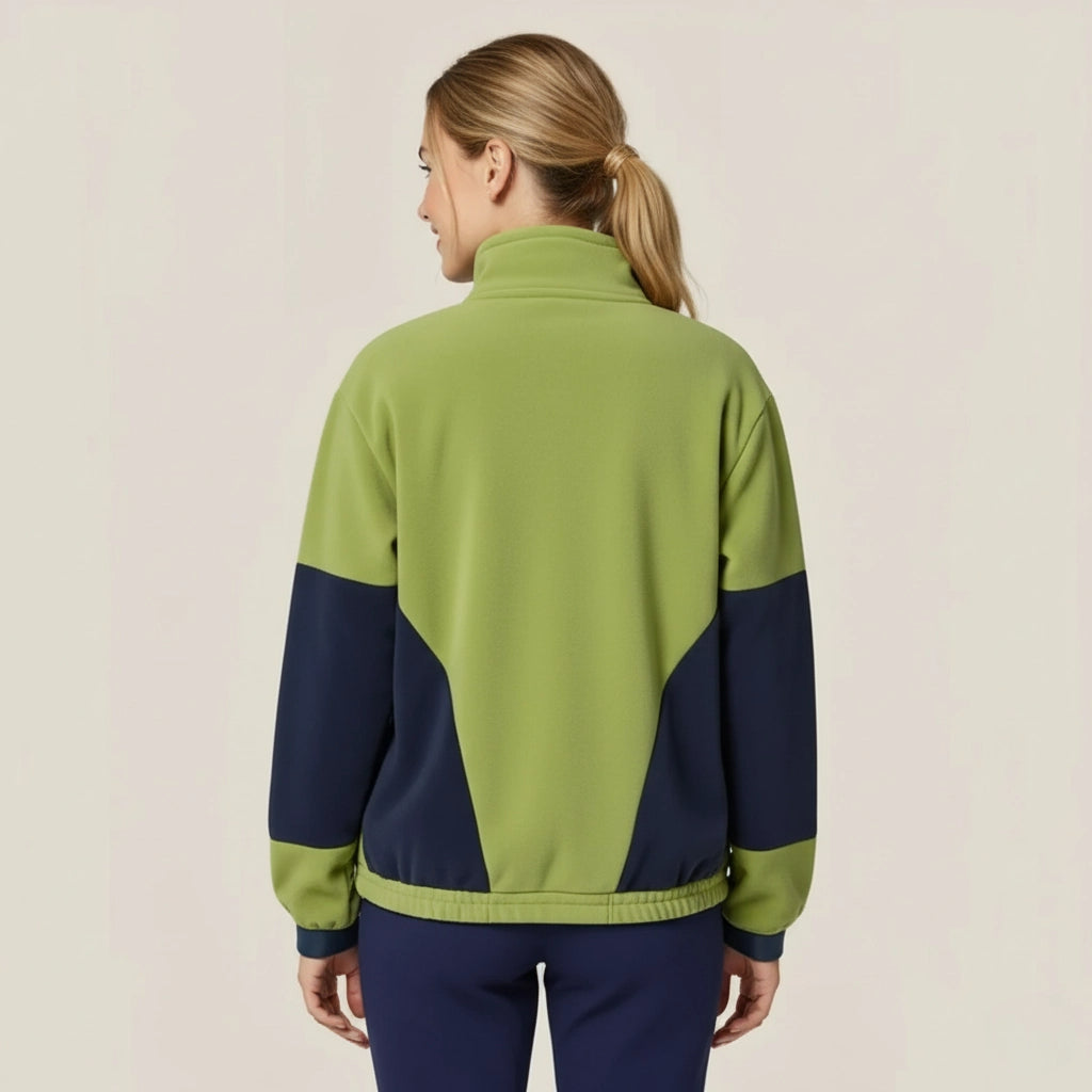 "Sporty Block Fleece" Jacket: Two-Tone Dynamism for Every Season