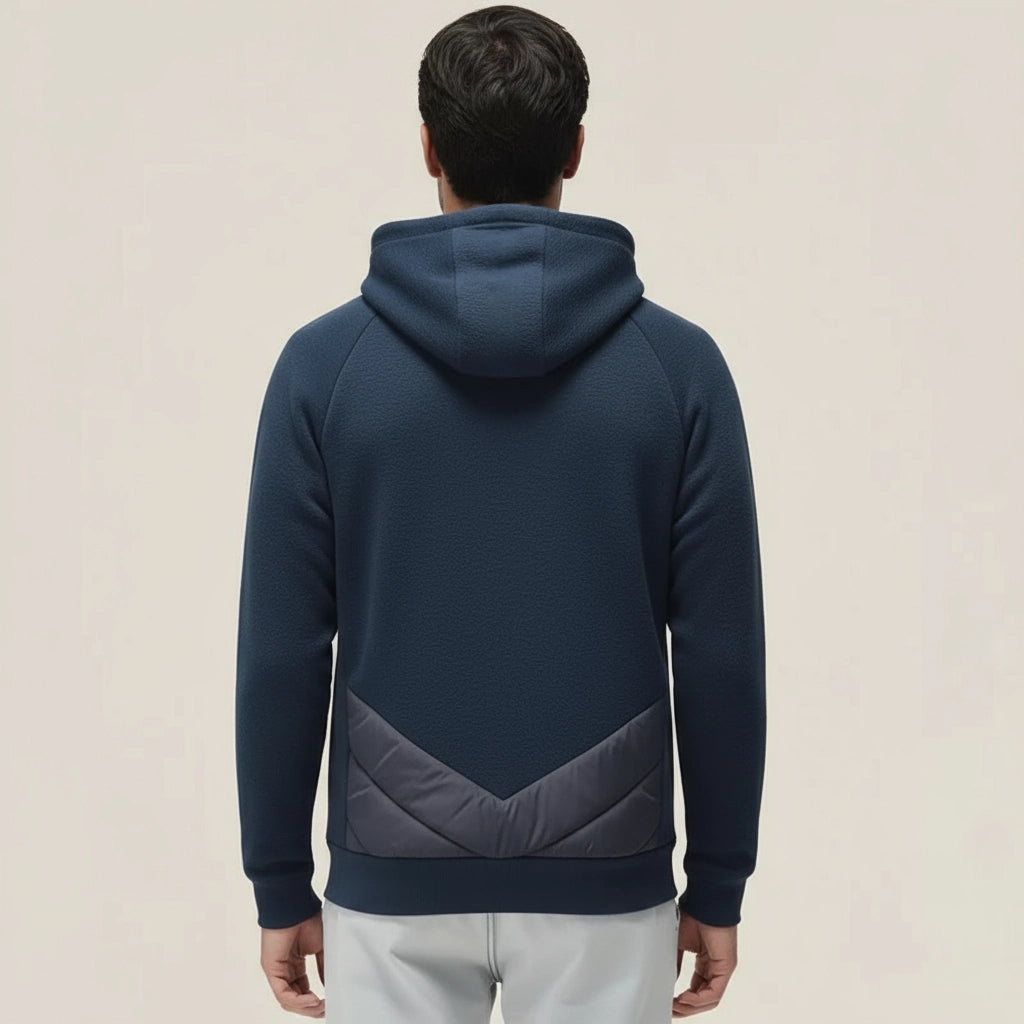 Ink Division – Felpa con Cappuccio Blu Navy con Pannello Tecnico a Contrasto