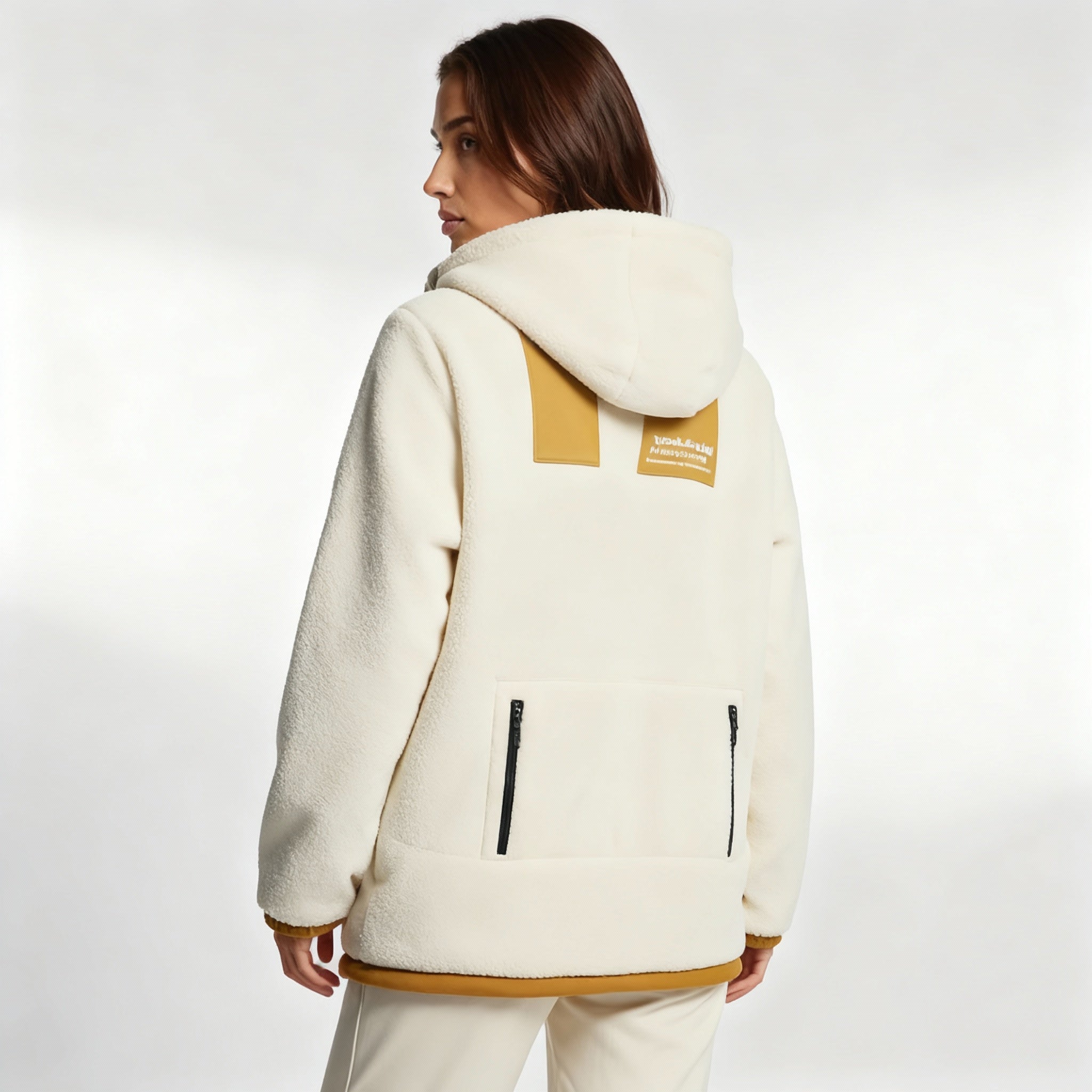 Alpine Heritage – Hooded Fleece Jacket with Brown Panels and Front Pockets