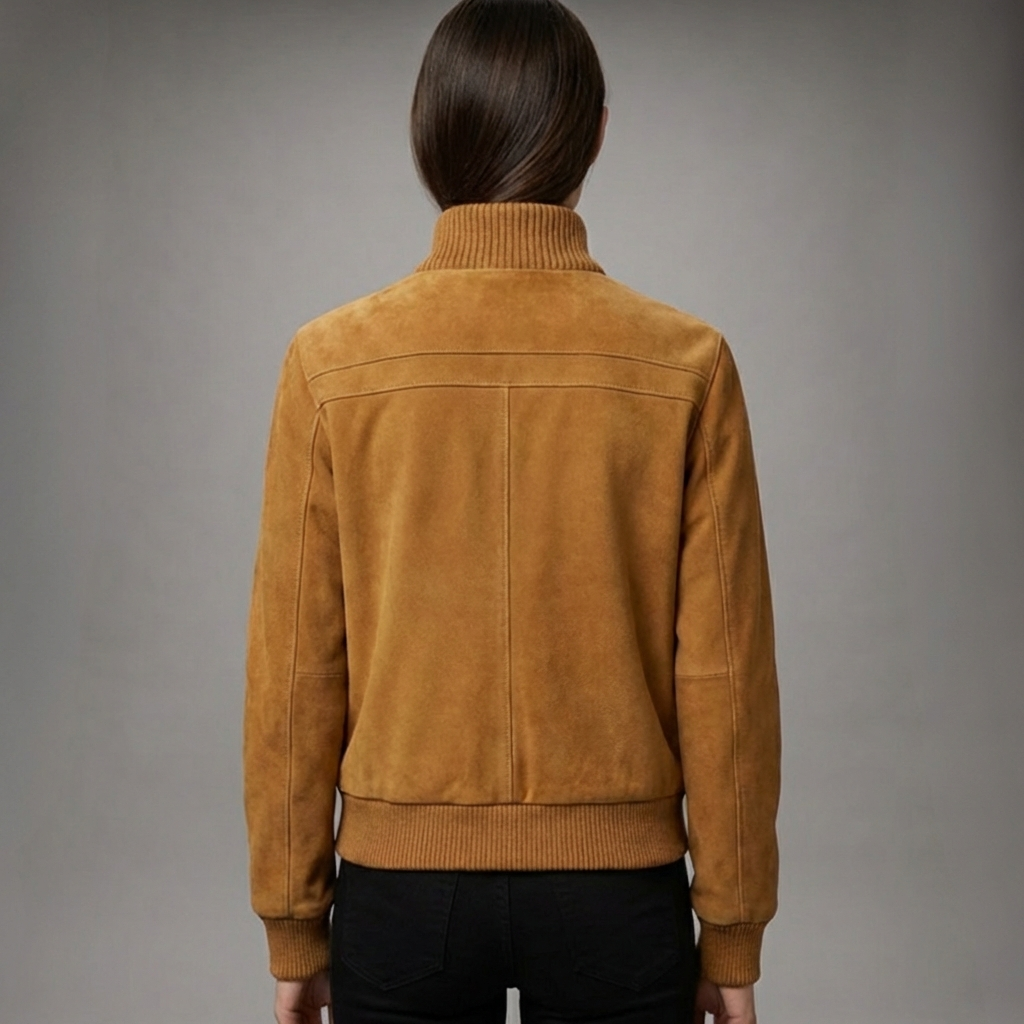 Giacca Bomber in Suede di Alta Qualità